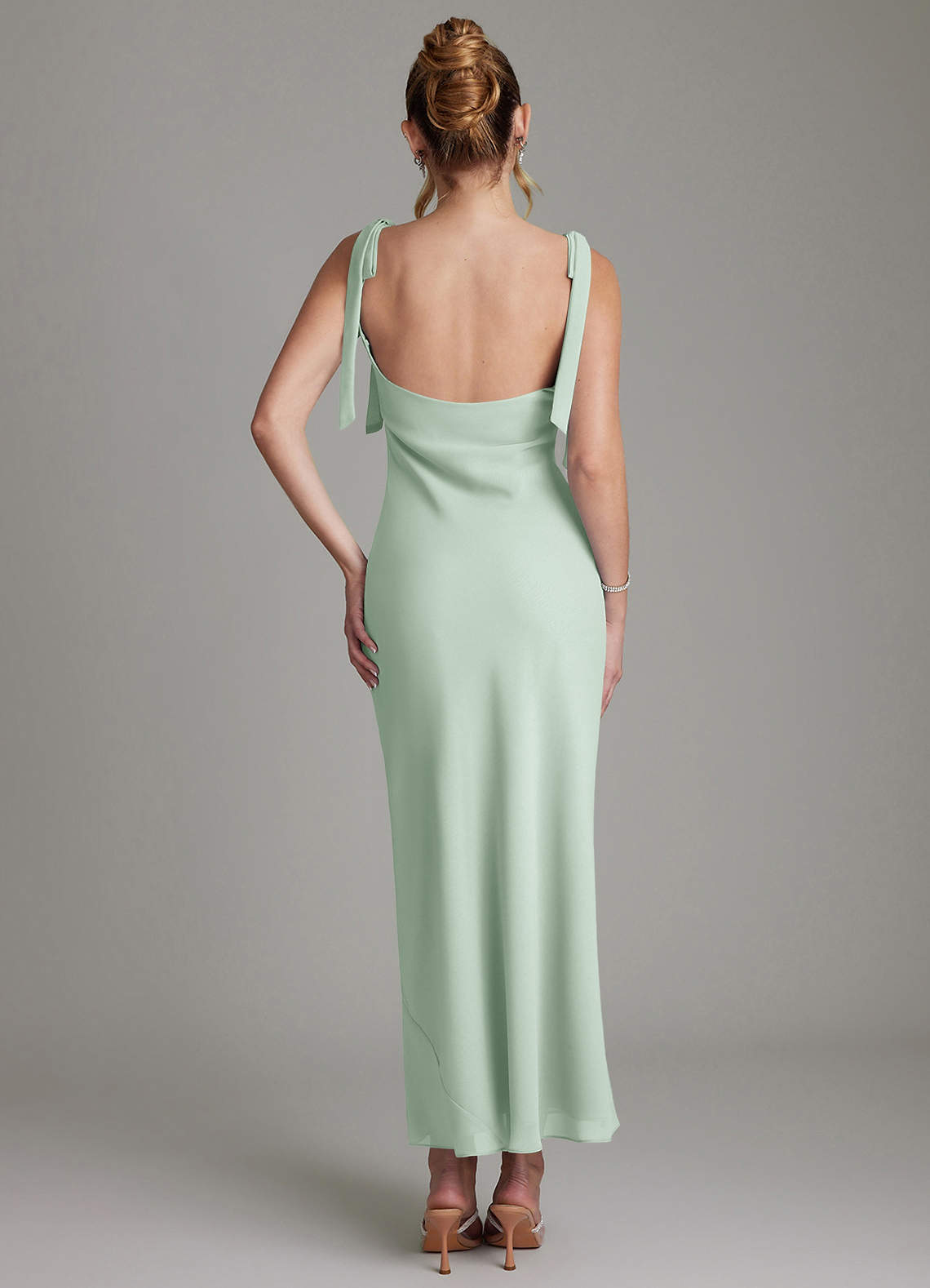 Azazie Luddie Vestidos de madrinha de casamento Vestido Agave de Chiffon de sereia com Arco image5