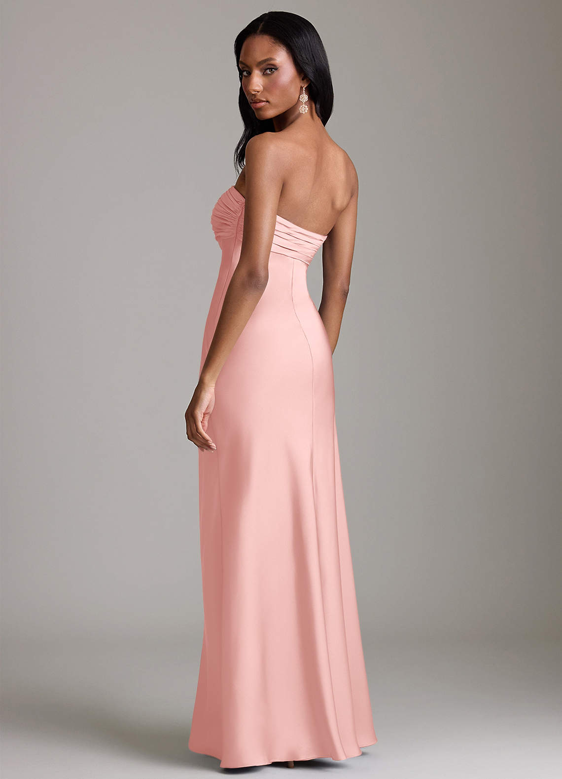 Azazie Saylor Kjoler til hjemmeprøvning Havfrue Stropløs Stræk satin Gulv-længde Kjole image4