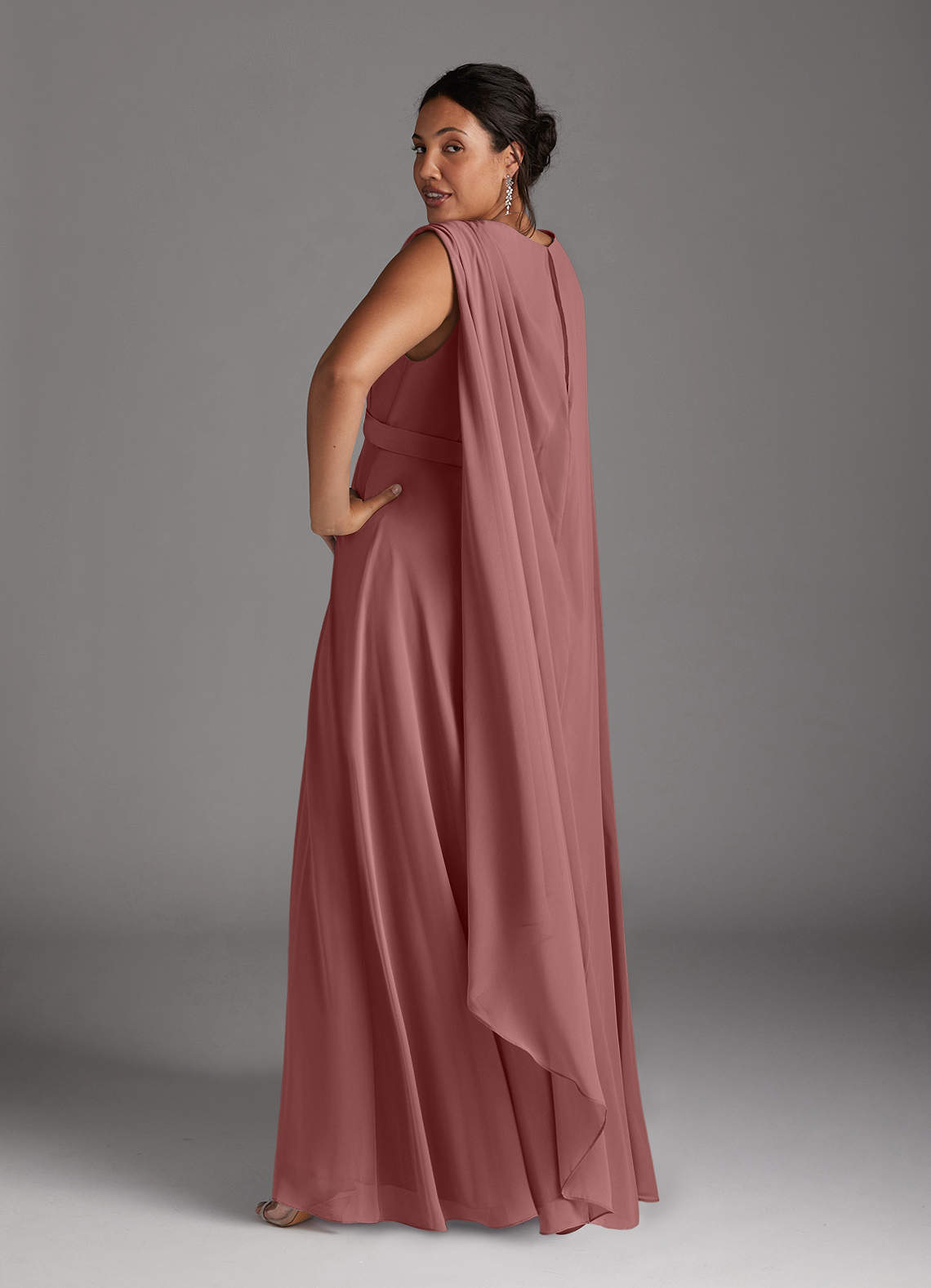 Azazie Isa Mother of the Bride Dresses Desert Rose A-Line V-Neck Pleated Chiffon Dress image11