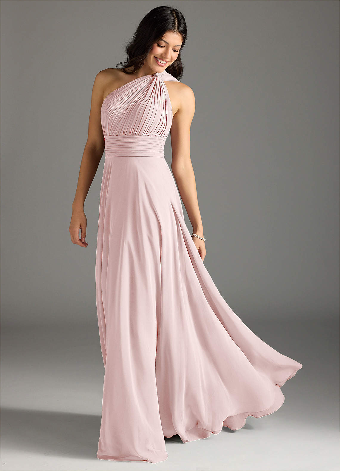 Azazie Charlize Abiti da Damigella Abito A-Line in Chiffon Monospalla Rosa Rossore image1