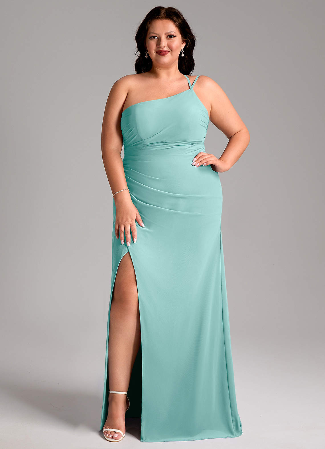 aqua plus size bridesmaid dresses Long Plus-Size Formal Dress 77007 by Mac Duggal