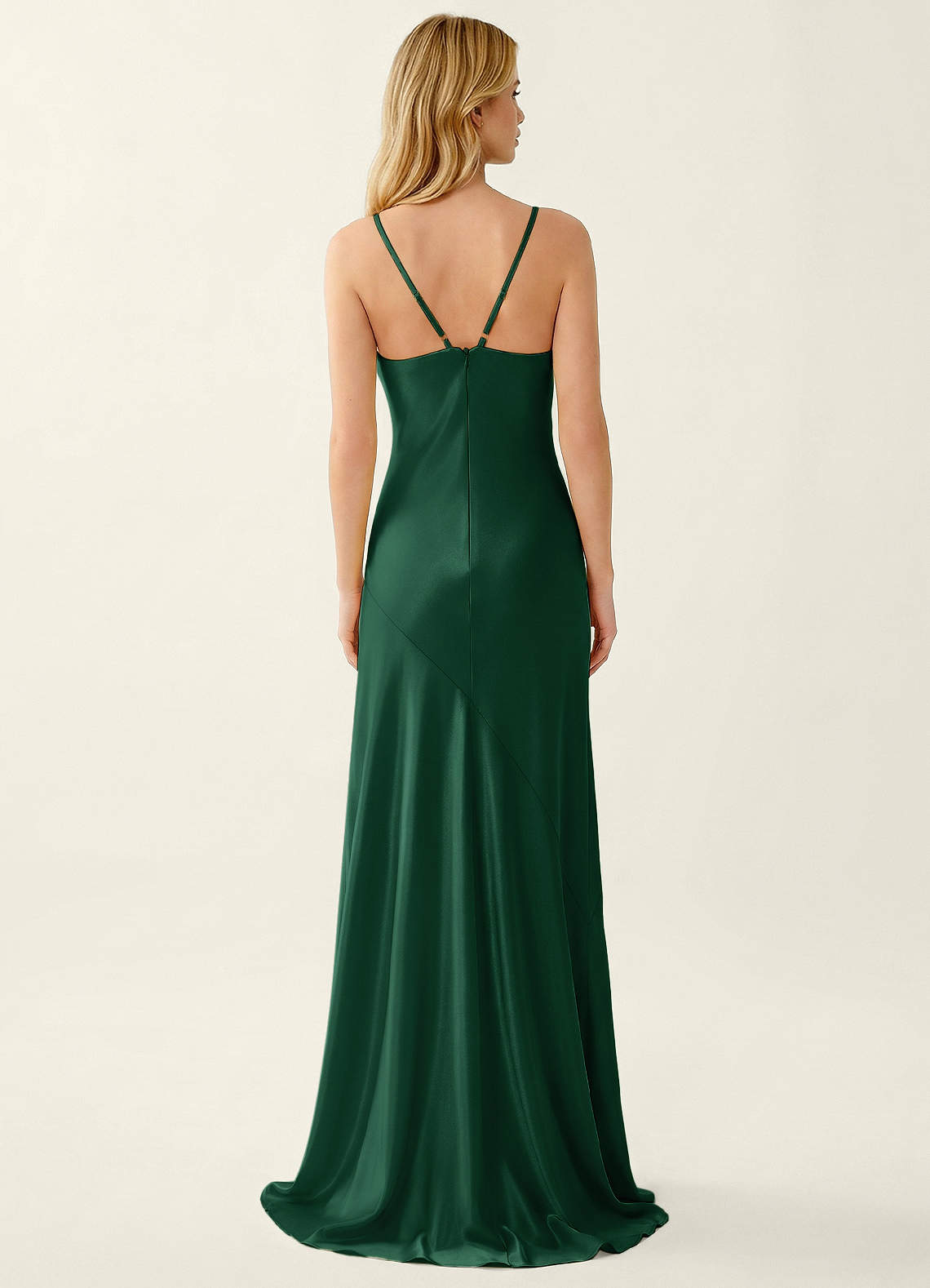 cocktail / party emerald green dress Annastazhia Emerald Green High Slit Satin Party Dress