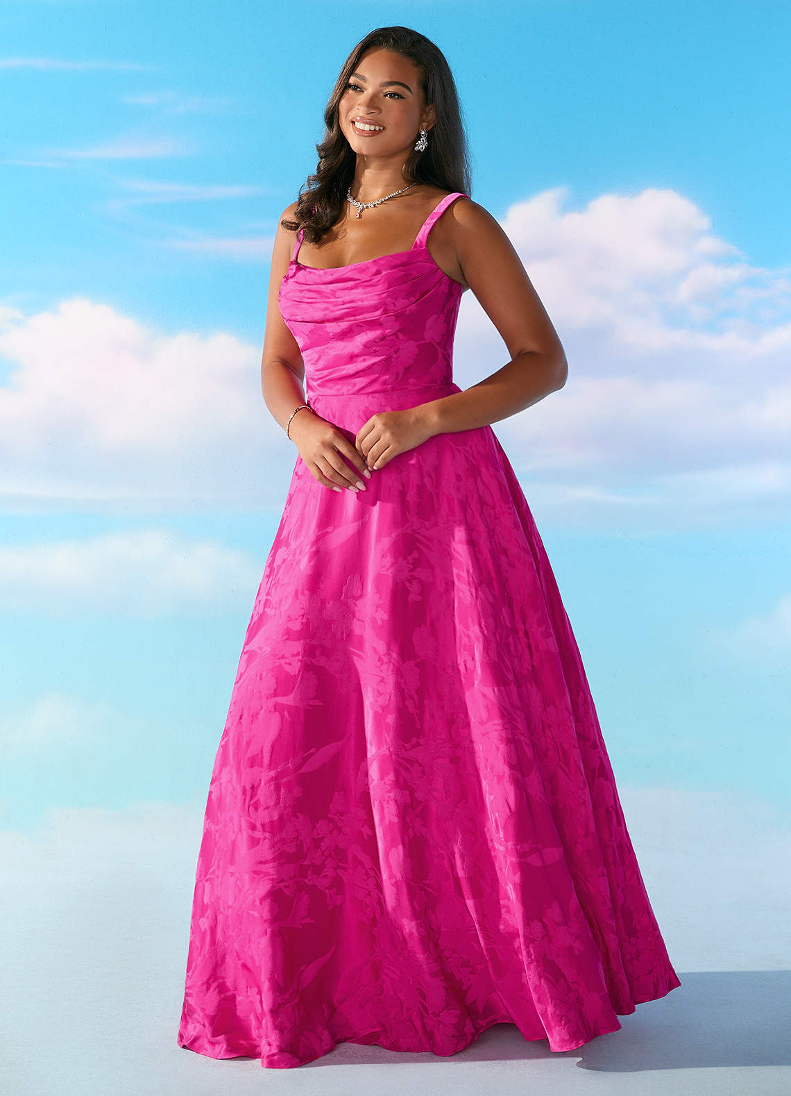 Barbie™ ❤ AZAZIE 4002 Pleated Scoop Jacquard A-line Dress Ready