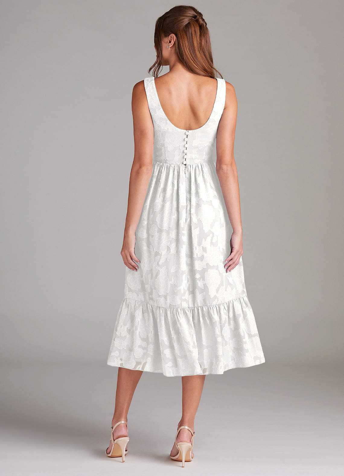 Azazie Alissa Vestidos de madrinha de casamento Vestido Branco de Esgotamento Floral de Linha A com com Bolsos image7