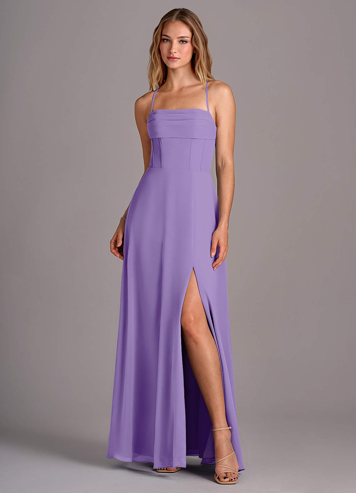 Azazie Carolyn Bridesmaid Dresses Tahiti A-Line Pleated Chiffon Dress image1