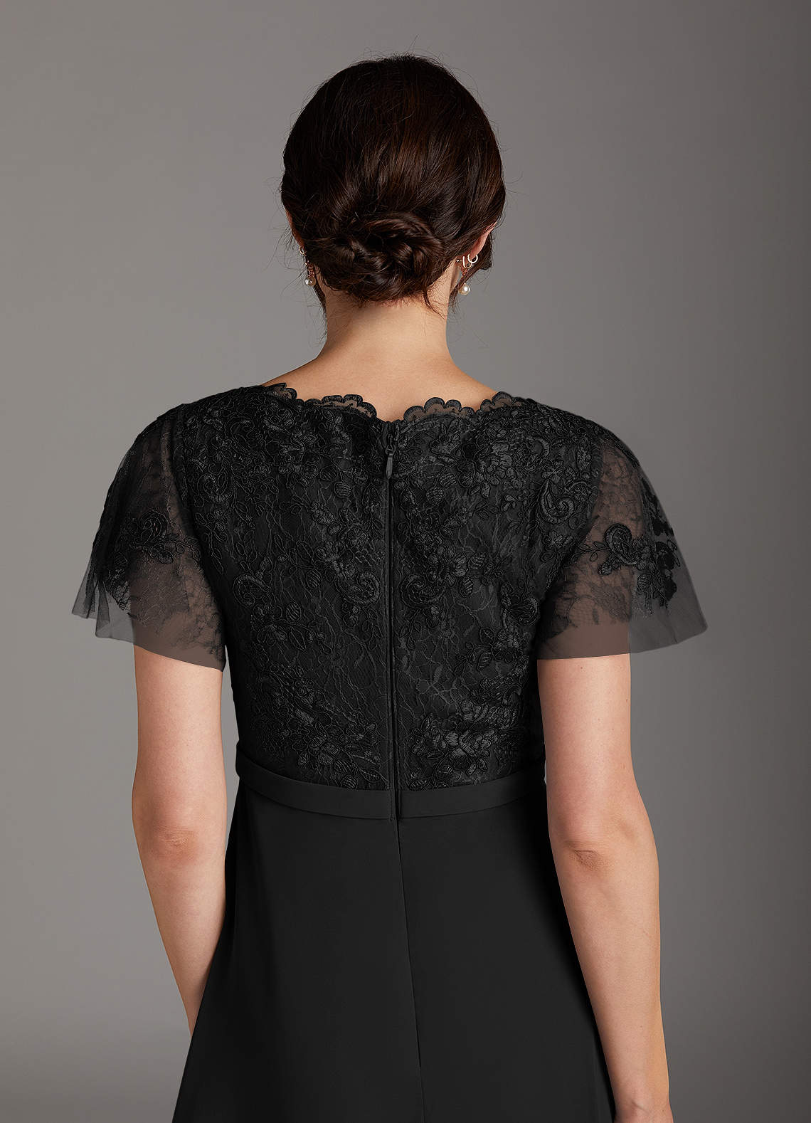 black satin lace trim dress Satin Slip Midi Dress with Lace Trim - Black main image 1