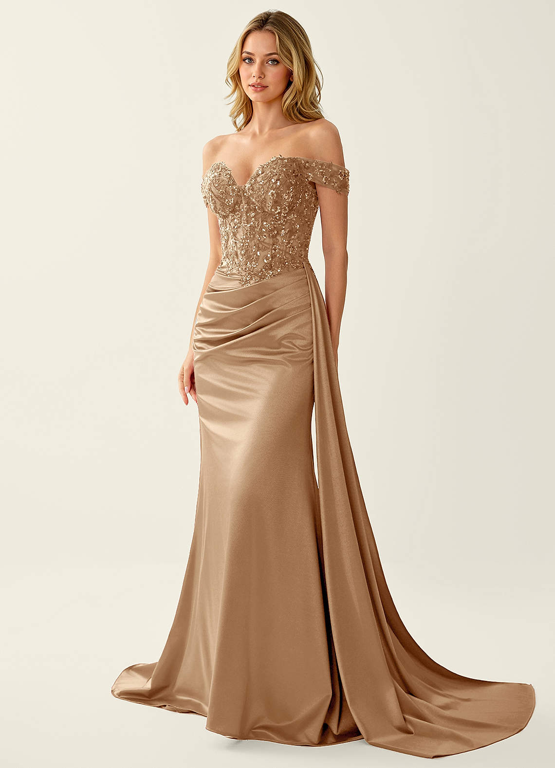 Nerine Champagne Corset Mermaid Prom Dress image3