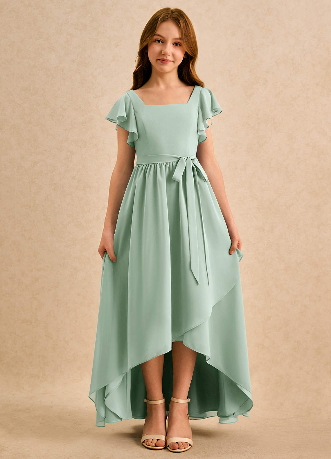 Azazie Milly Girls Formal Flower Girl Klänningar Klä A-Line i Chiffong Plisserad image4