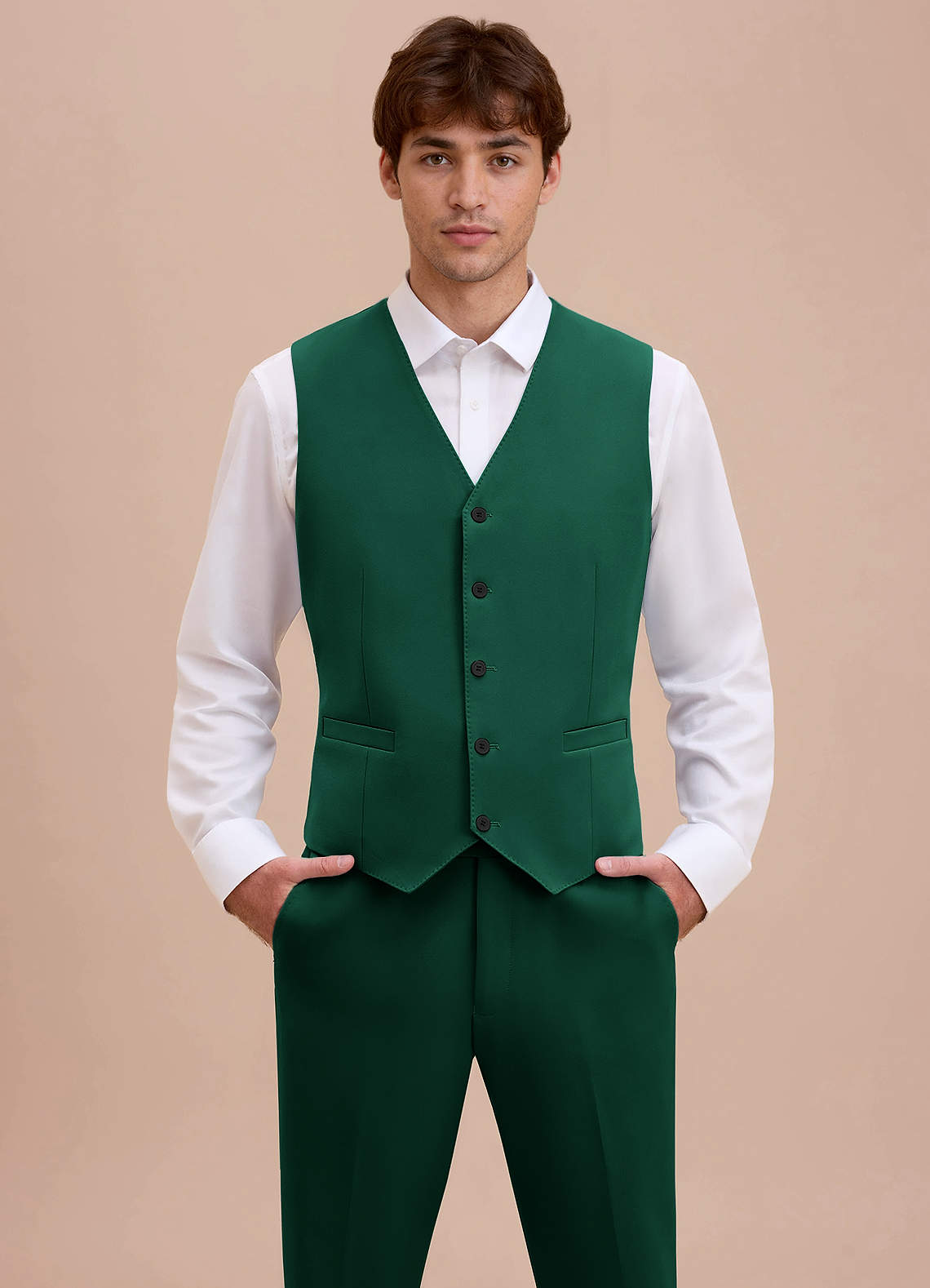 front Ethan Emerald Refined Weave Suit Vest