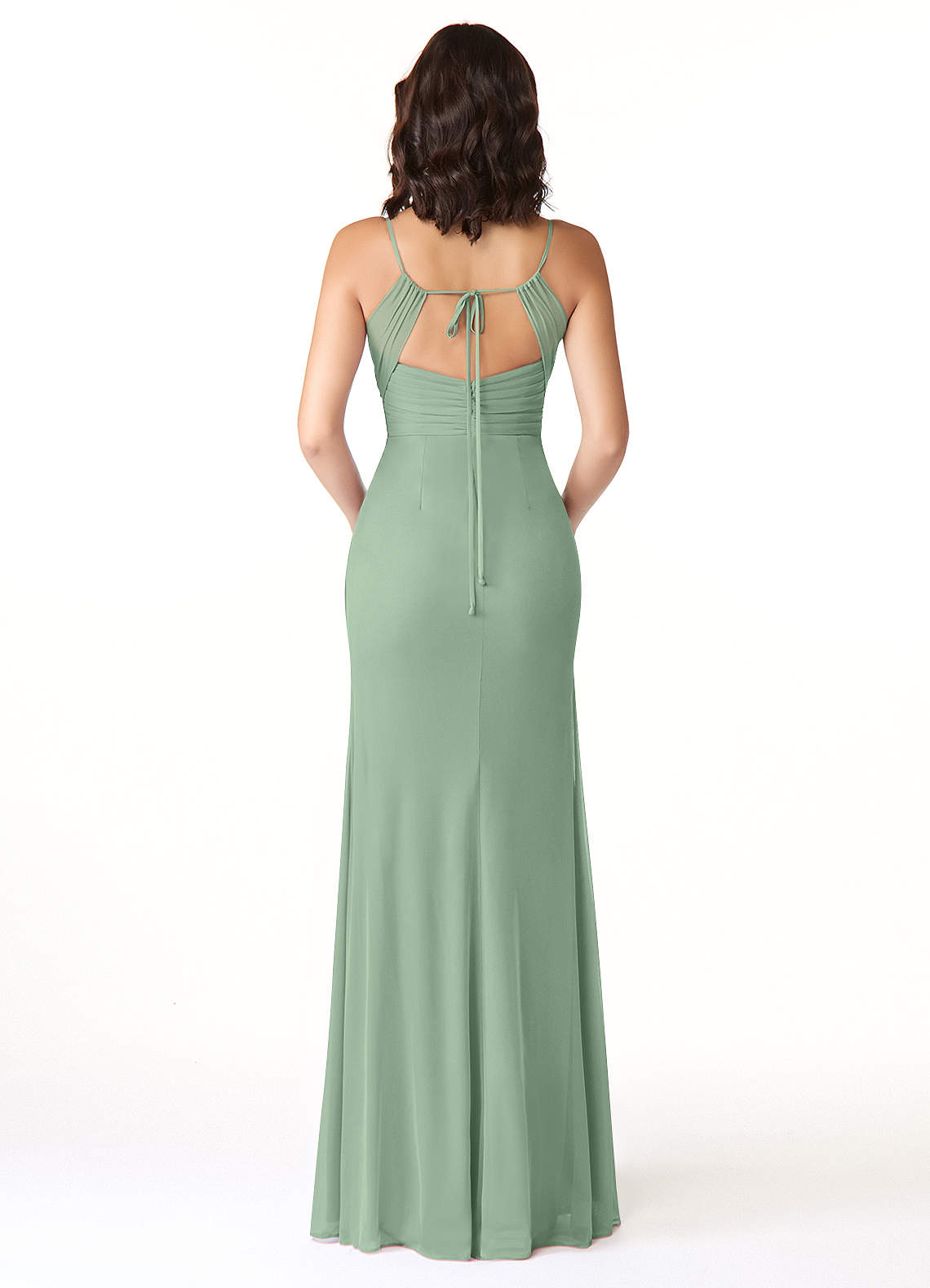 Azazie Reneya Robes de demoiselle d'honneur Robe Sirène en Maille Arc Matcha image1