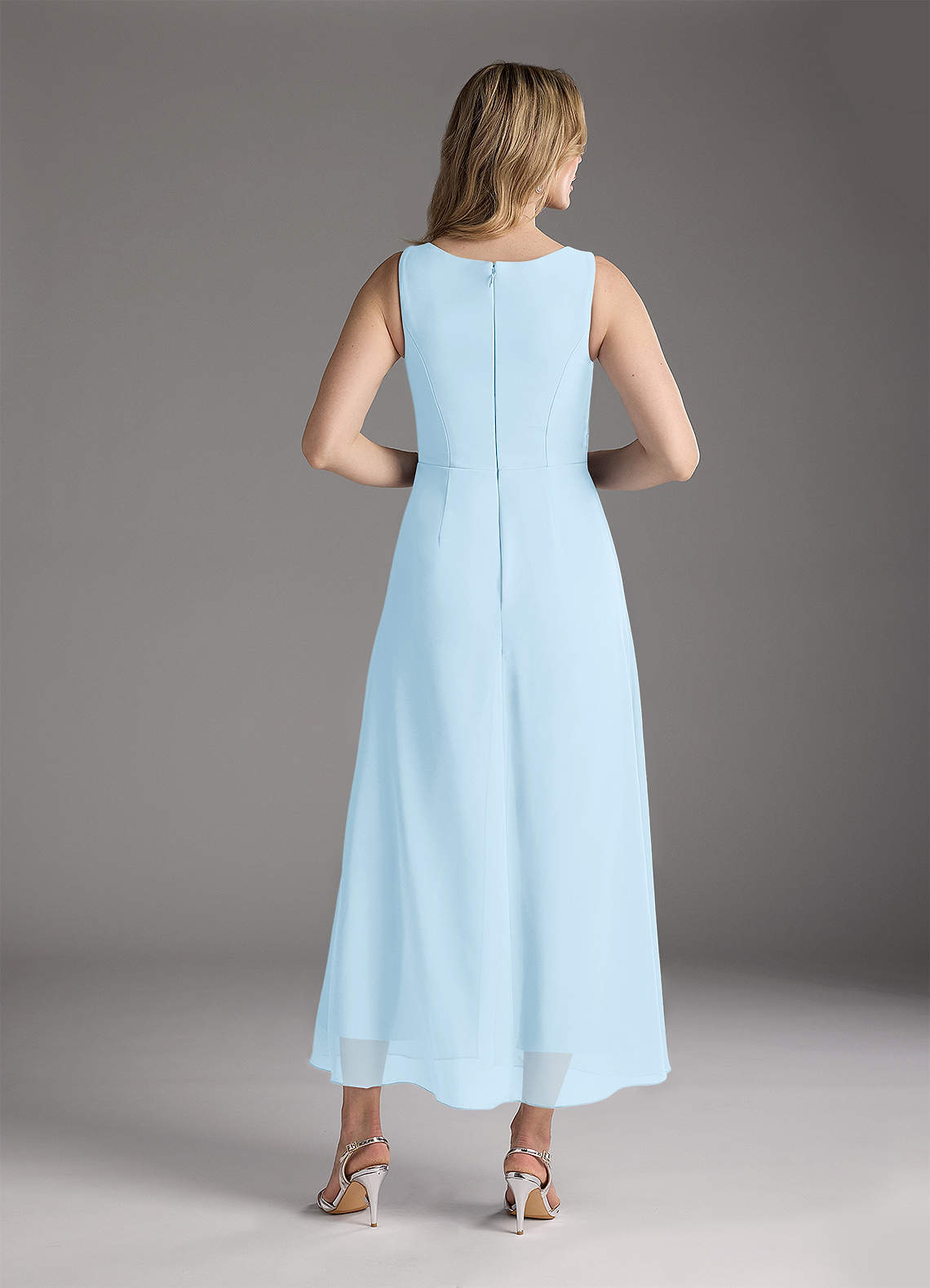 Azazie Anitta Mother of the Bride Dresses Sky Blue Jumpsuit/Pantsuit Pleated Stretch Crepe Dress image5