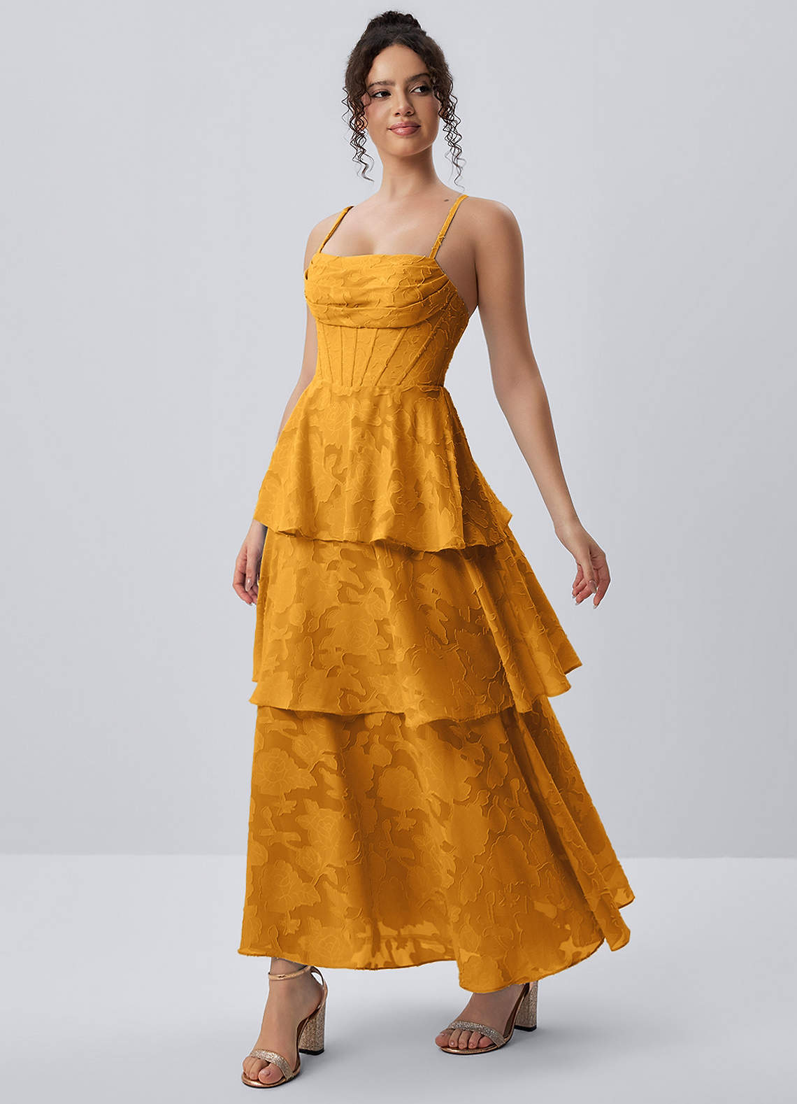 orange corset maxi dress Gabriddy Butterscotch Floral Burnout Ruffles Prom and Homecoming Dresses Floor Length Neckline Color:Sunset Prom gown badge:best-seller Black Lehenga in Natural