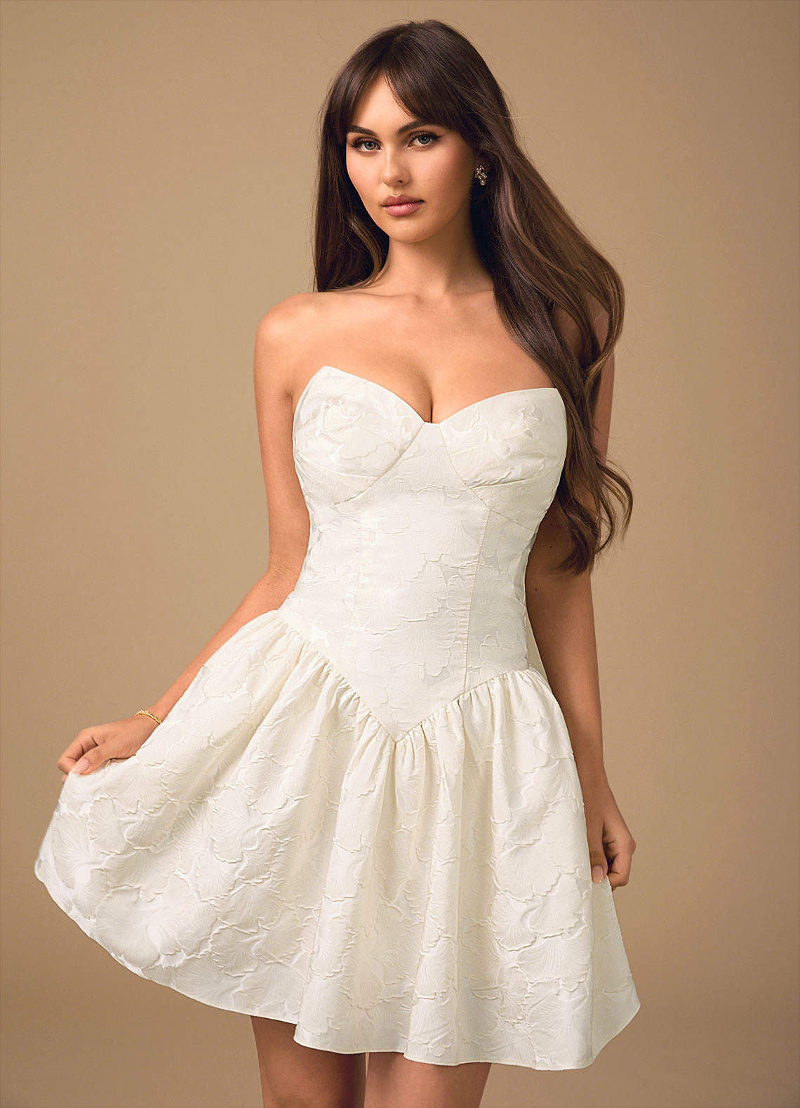 Astra French White Mini Dress | Azazie