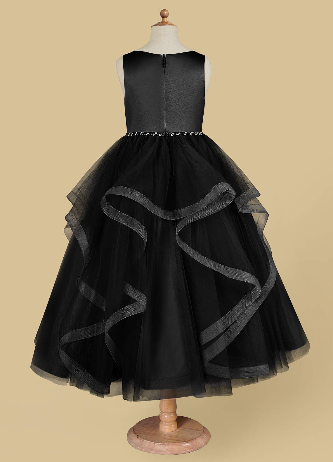 Azazie Sofia Black A-Line Beaded Tulle Dress | Azazie