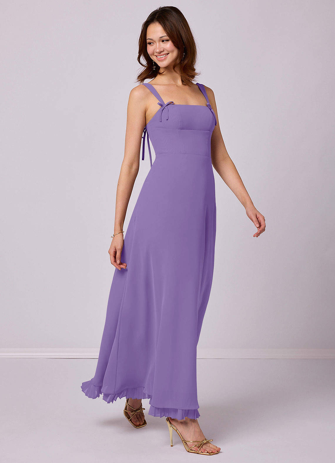 Barbie ♥ Azazie Robes de demoiselle d'honneur Robe Trapèze en Mousseline de soie Plissée Tahiti image1