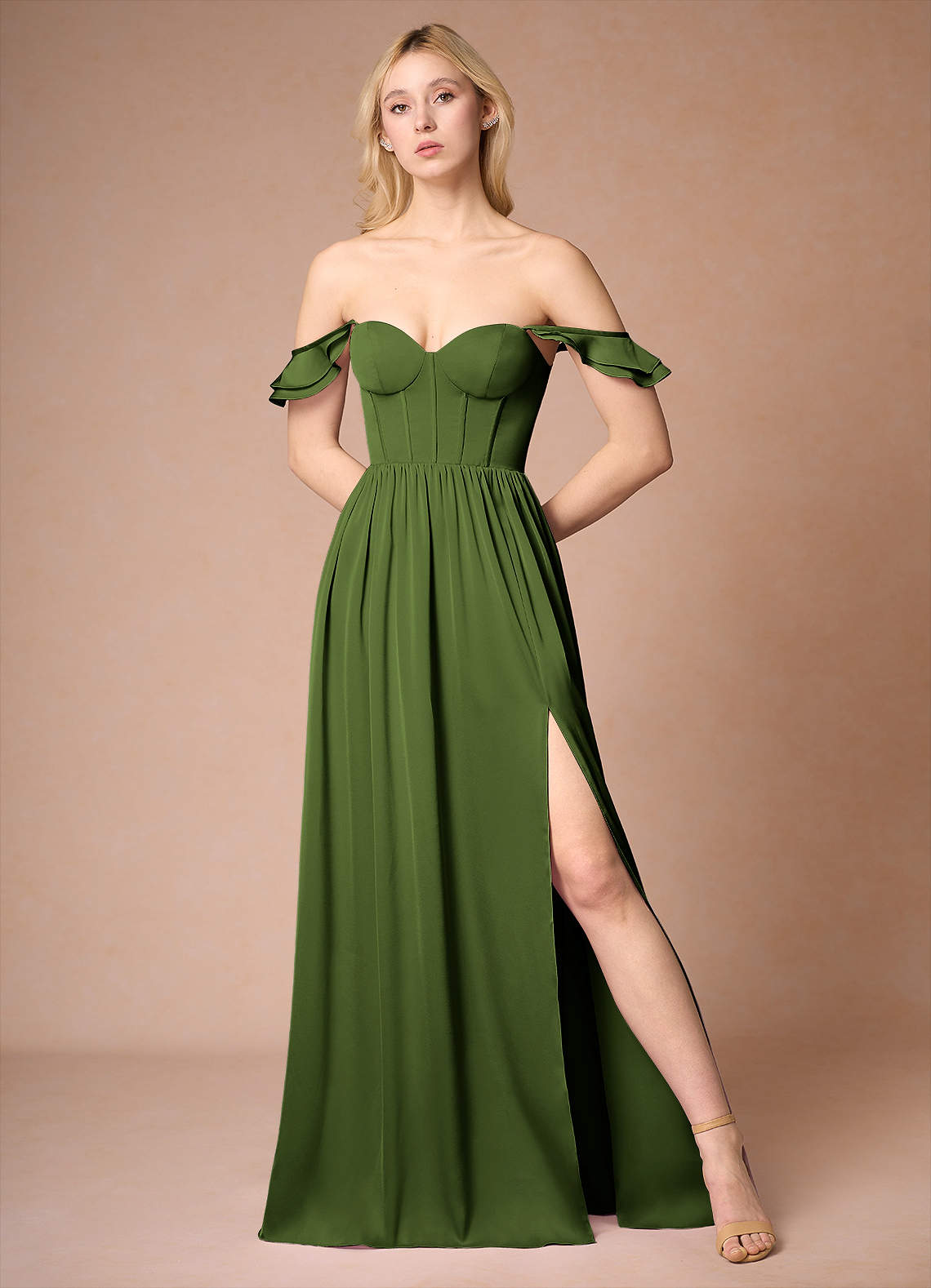 Ginevra Olive Green Corset Dress Ready to Ship | Azazie