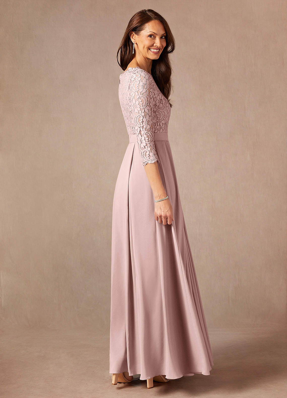 Azazie Lucianna Dusty Rose A-Line Lace Dress Ready to Ship | Azazie