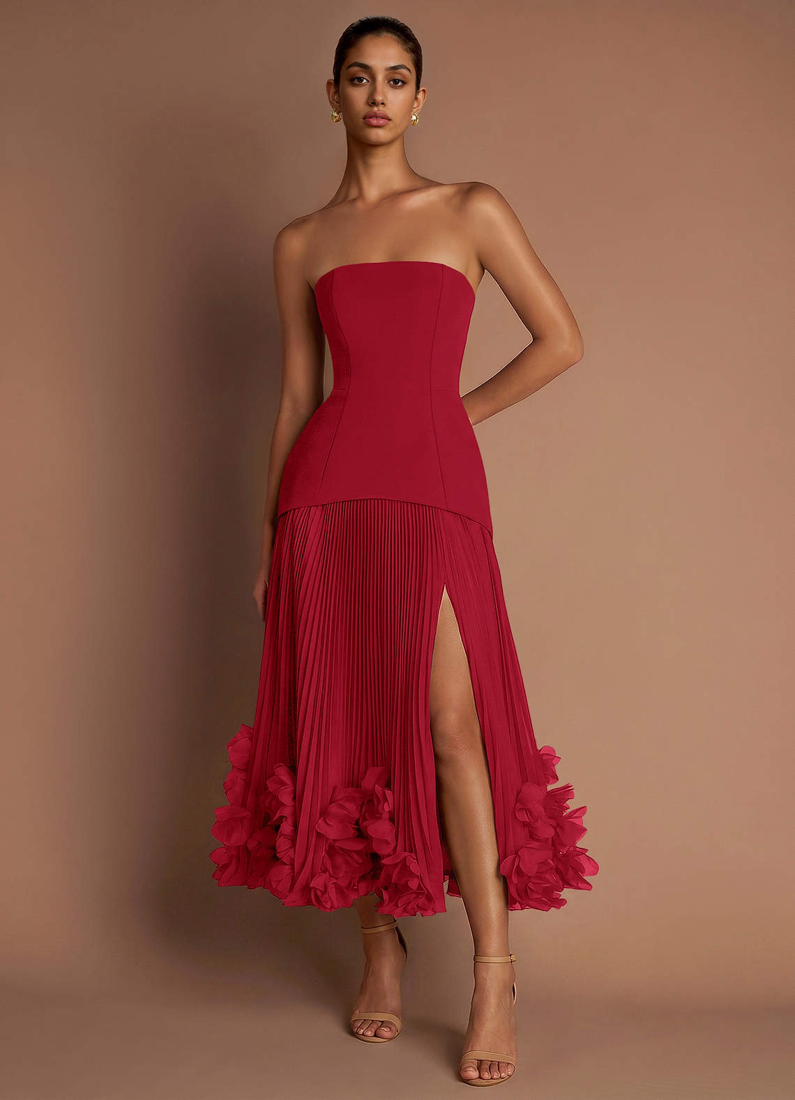 cherry red midi dress Flora Cherry Red Midi Dress Maison Safiyaa USA
