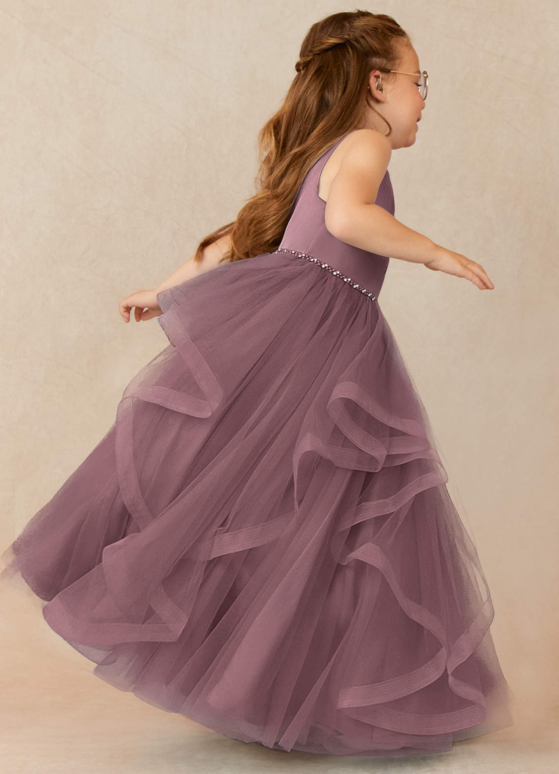 Flower girl dress mauve hotsell