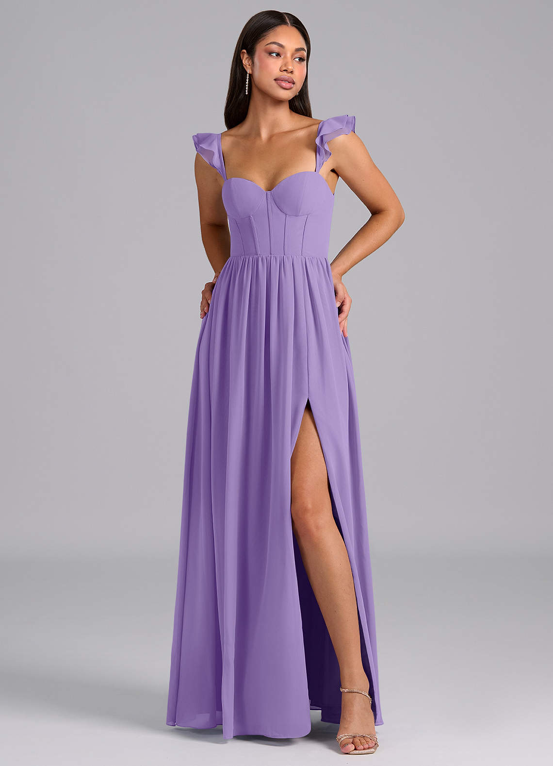 Azazie Denisse Abiti da Damigella Abito A-Line in Chiffon Increspato Tahiti image1