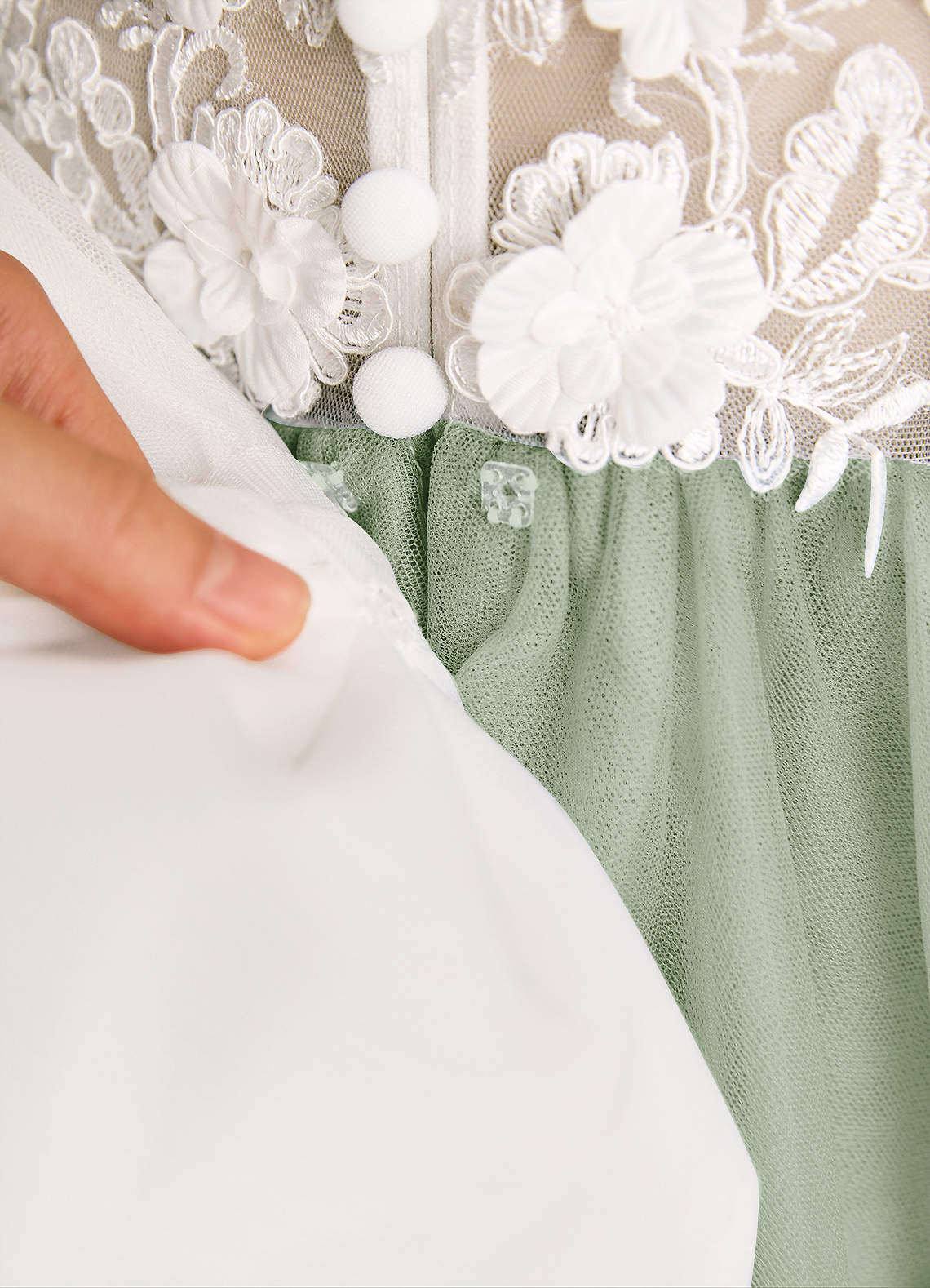 Azazie Lina Ivory Dusty Sage Ball-Gown Lace Dress | Azazie UK