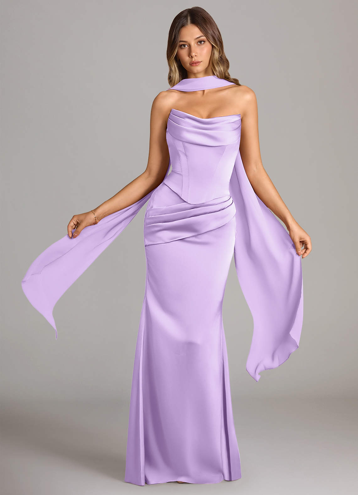 fitted lace wedding dress Long Dark Purple Bridesmaid Dresses Strapless Bridesmaid Dress with Slit ARD1175