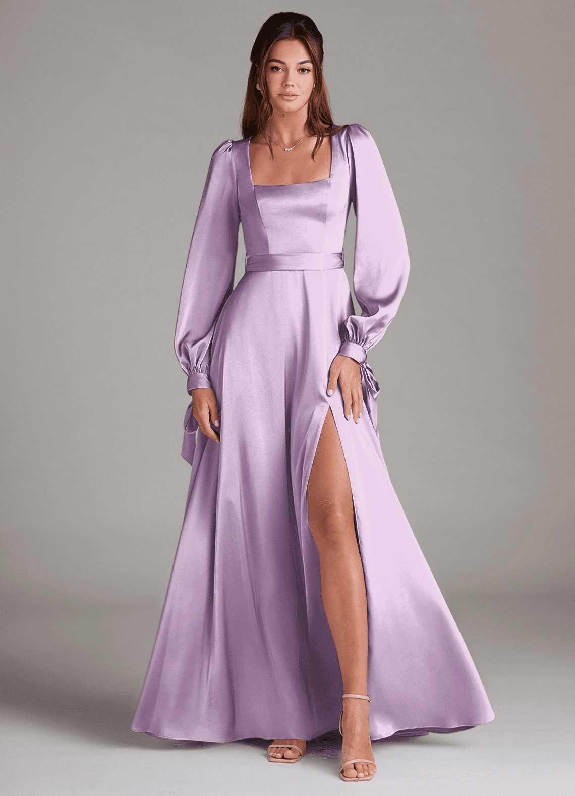 Lilac Dress Purple Long Sleeve Bridesmaid Dresses Long Light