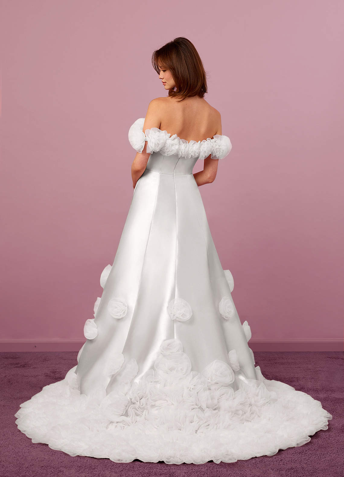 Barbie ♥ Azazie Wedding Dresses Ball-Gown Off the Shoulder Mikado Chapel Train Dress image9