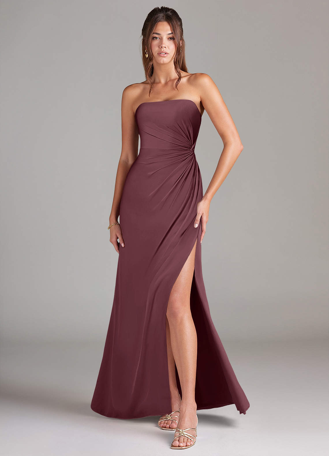 Azazie Aliani Bridesmaid Dresses Sangria Sheath Strapless Chiffon Convertible Dress image1