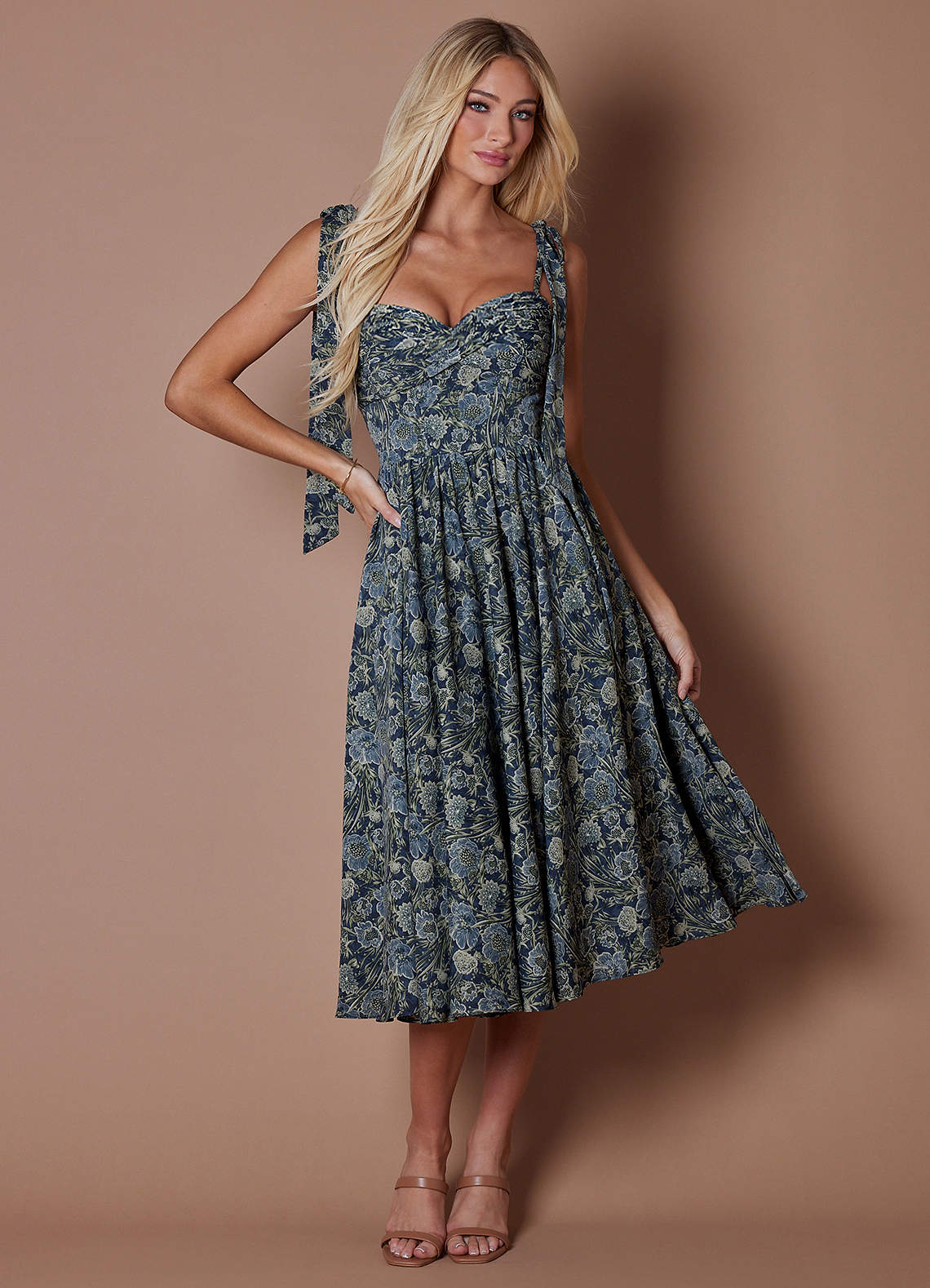 puff sleeve midi dress blue Sky-Blue Puff-Sleeve Midi Dress – trinarosh