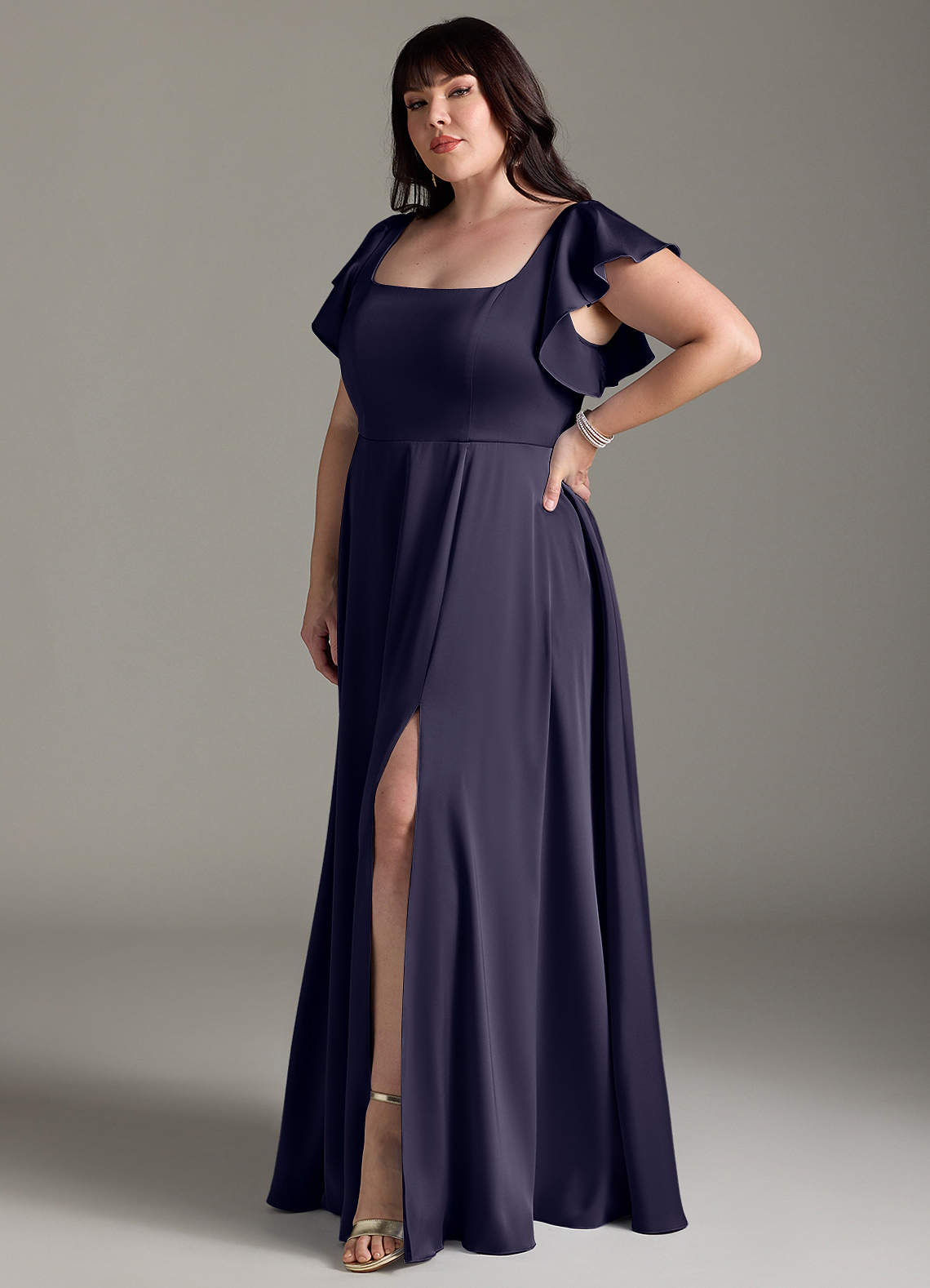 Azazie Bondi Bridesmaid Dresses Stormy A-Line Bow Stretch Satin Dress image13