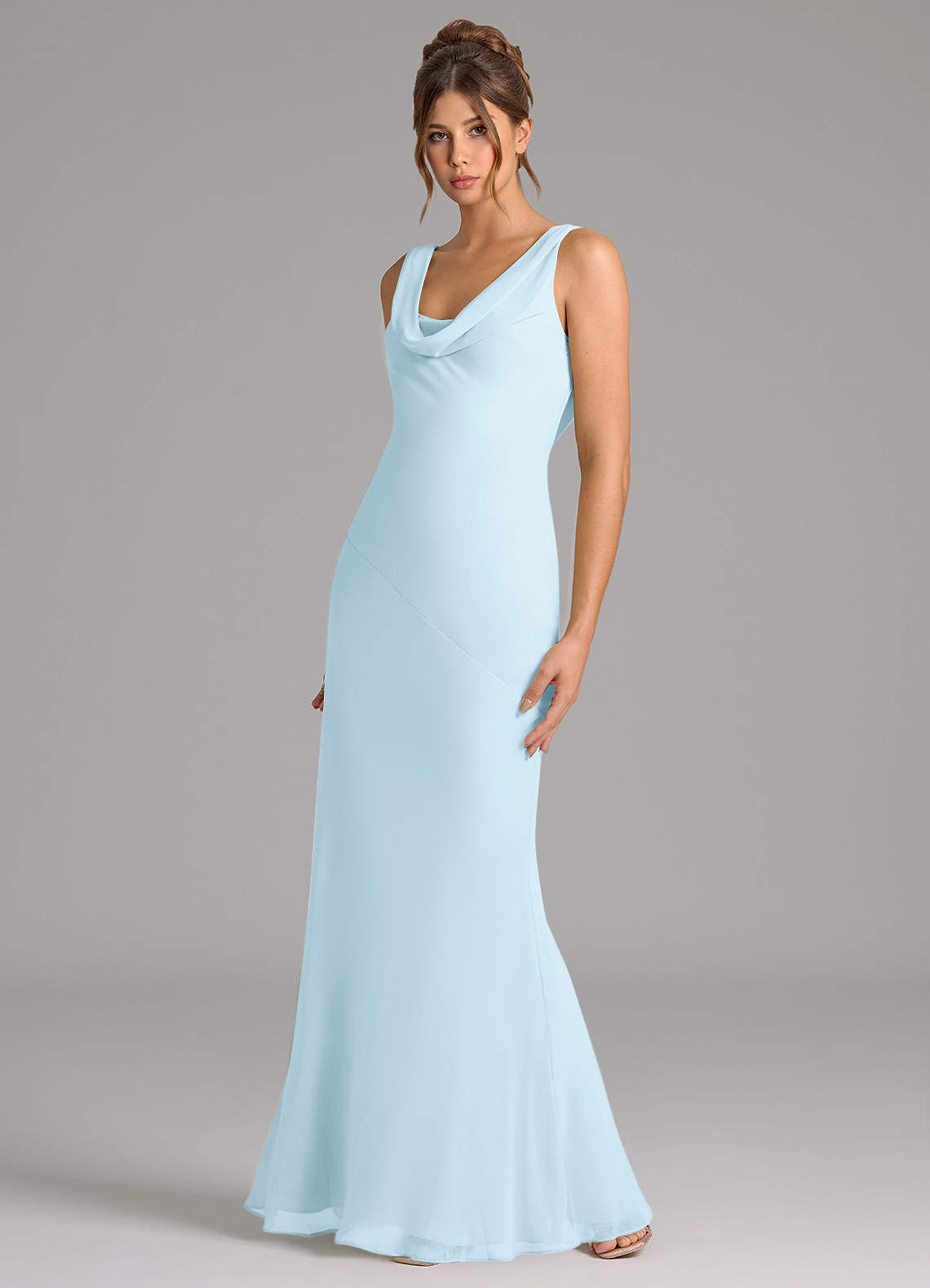 Azazie Rylina Bridesmaid Dresses Sky Blue Mermaid Pleated Chiffon Dress image3