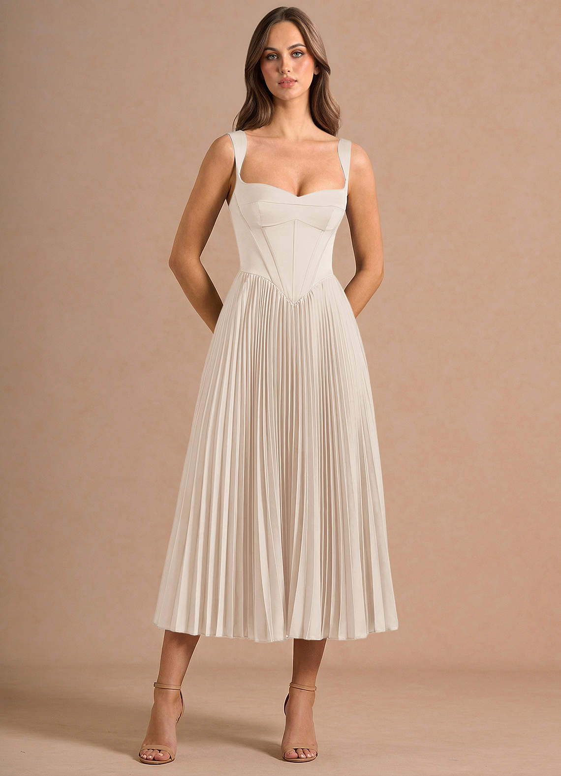 Avenelle Cream Mid Dress | Azazie