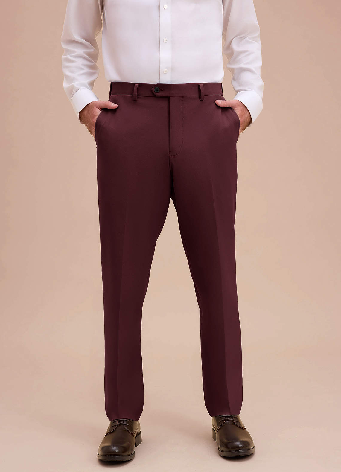 front Ethan Cabernet Refined Weave Performance Dress Pants