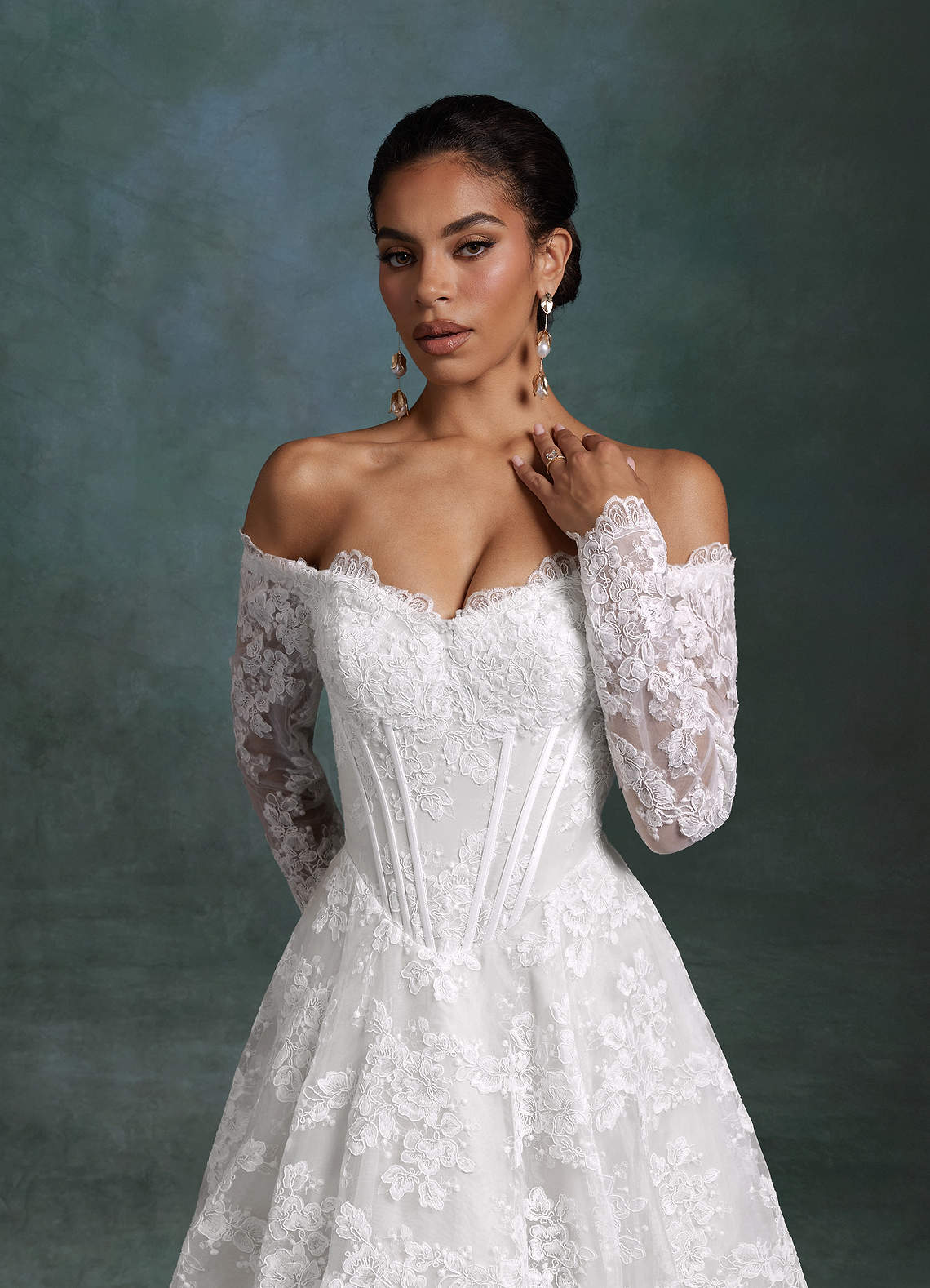 Azazie Skylar Wedding Dresses Diamond White A-Line Sweetheart Neckline Lace Dress image4