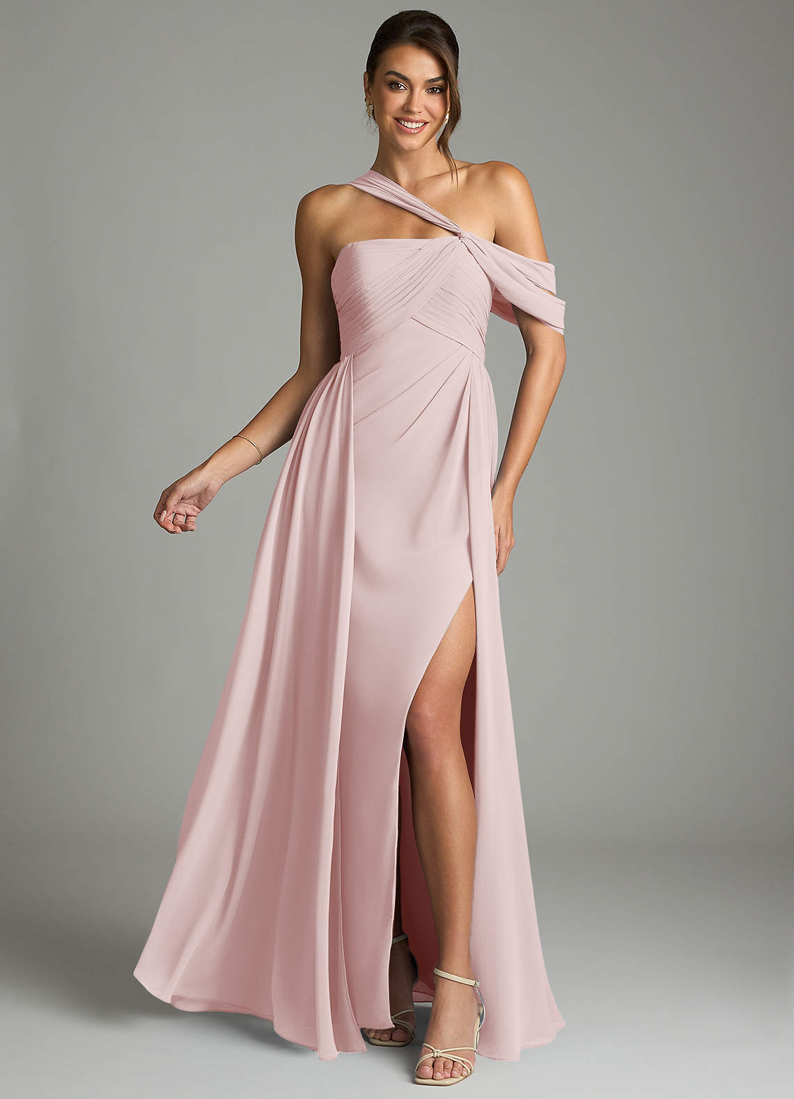 pink bridesmaid dress sale Blush Pink V Neck Silk Satin Long Sheath Bridesmaid Dresses DM24081210 Dressmeet