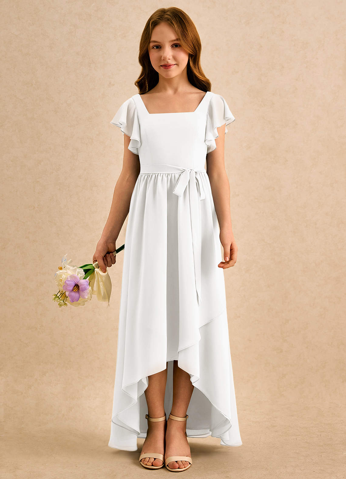 Azazie Milly Girls Formal Flower Girl Klänningar Klä A-Line i Chiffong Plisserad image2