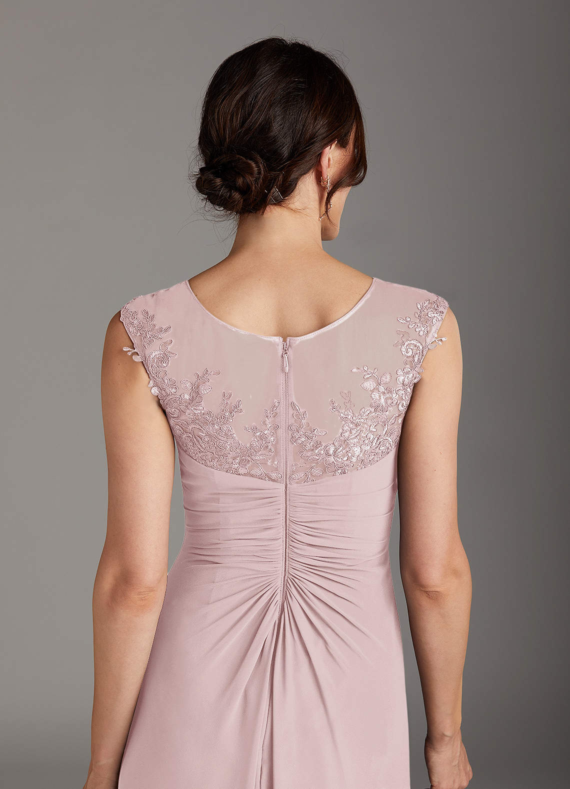 Azazie Endora Blushing Pink A-Line Scoop Lace Chiffon Dress Ready to Ship |  Azazie