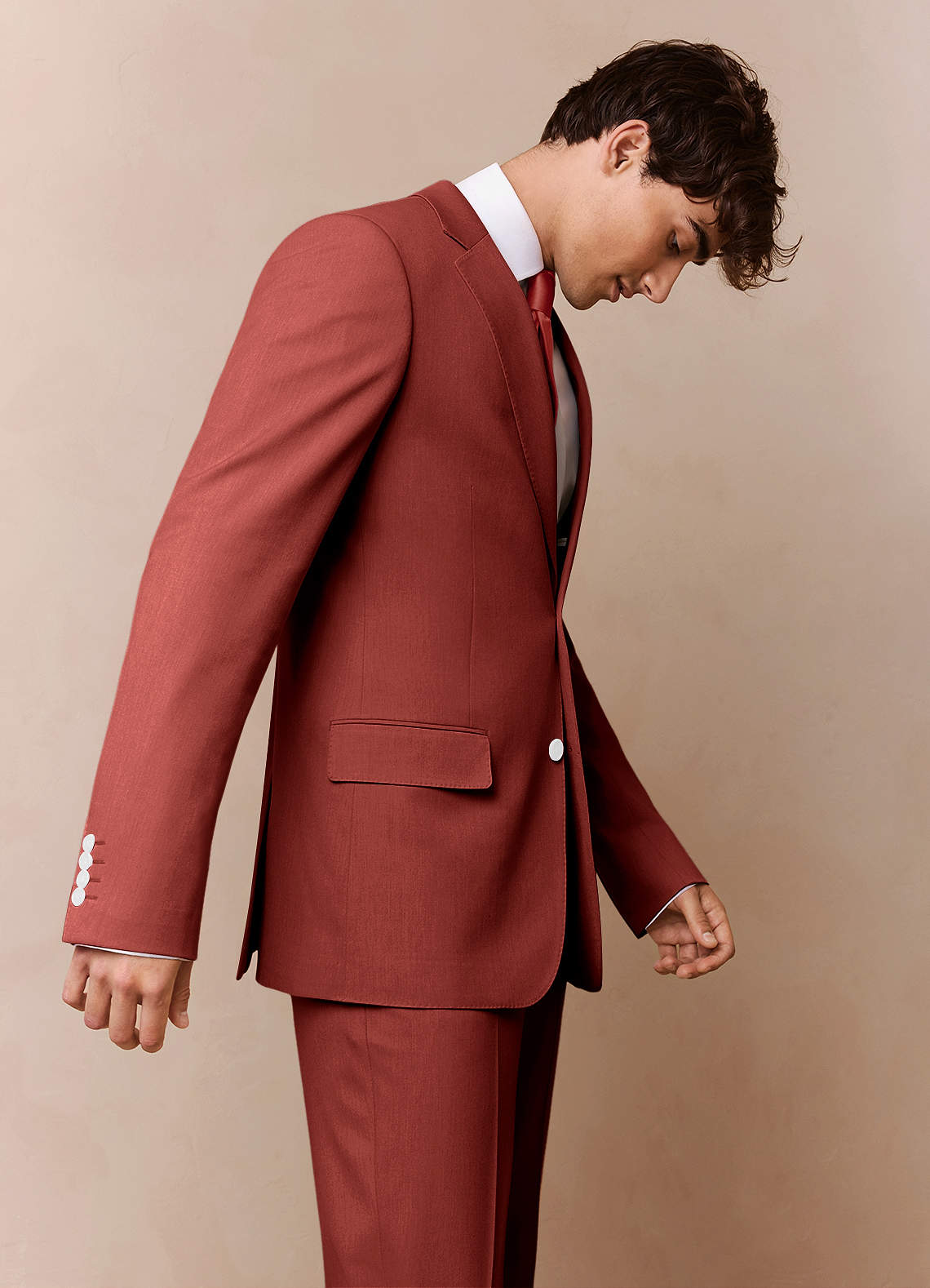 front James Terracotta Structured Stretch Suit Jacket
