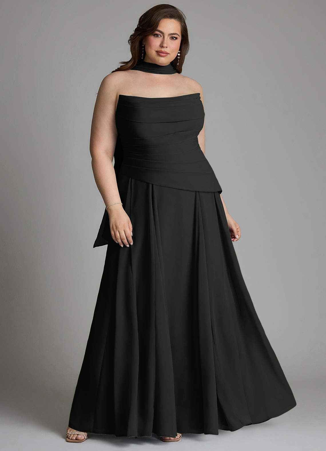 Azazie Gabriela Bridesmaid Dresses Black A-Line Corset Chiffon Dress image17