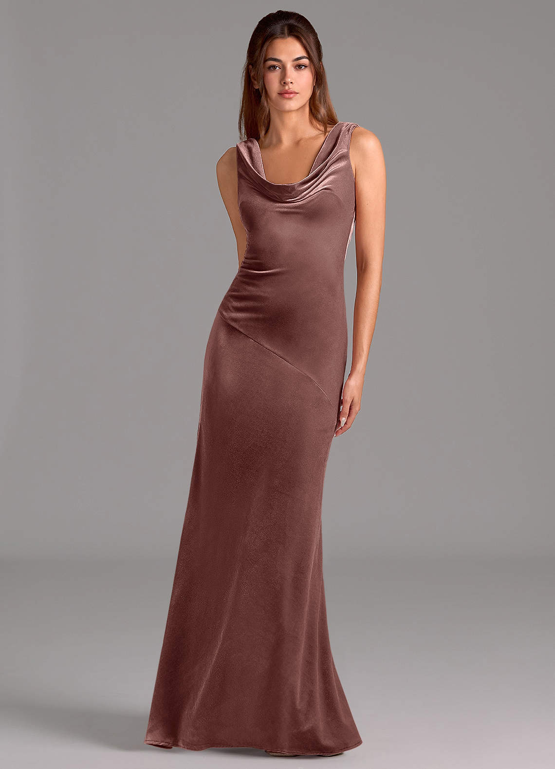 Azazie Rylina Vestidos de damas de honor Vestido de Expresado de terciopelo de Corte Sirena con Lazo image1