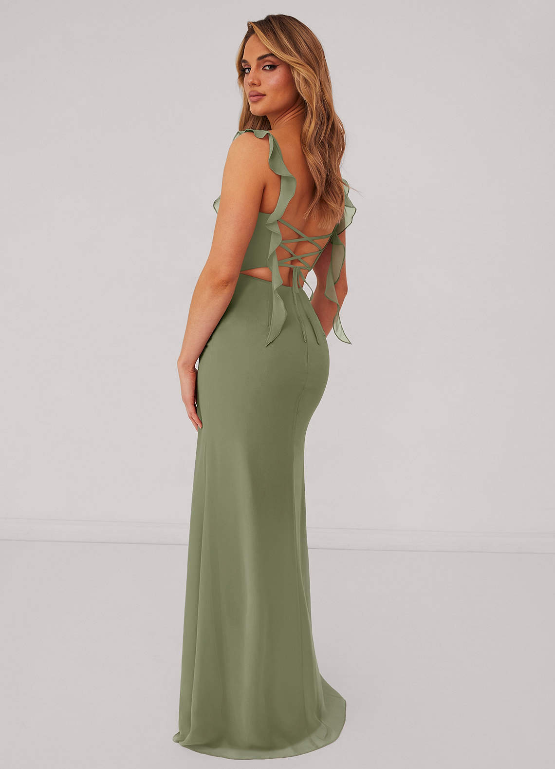 Barbie ♥ Azazie At-home Try On Dresses Agave Mermaid Corset Chiffon Dress image2
