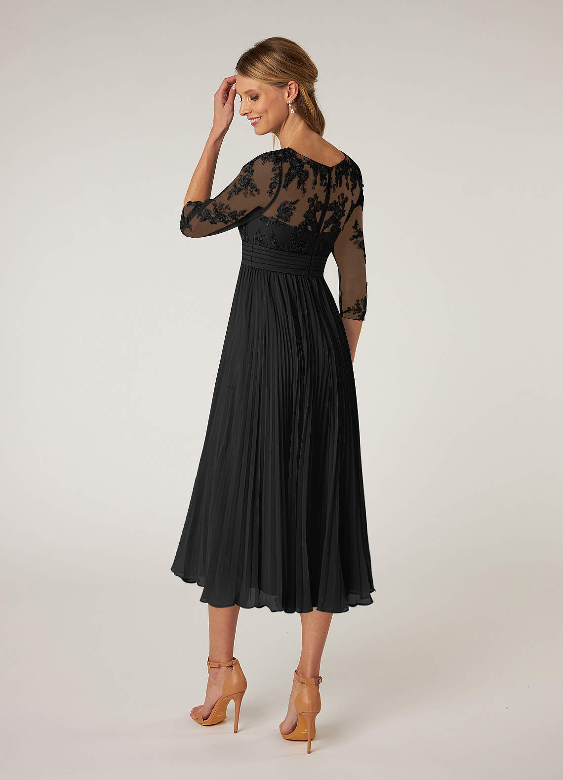 Azazie Tutu Black A-Line Boatneck Lace Chiffon Dress | Azazie