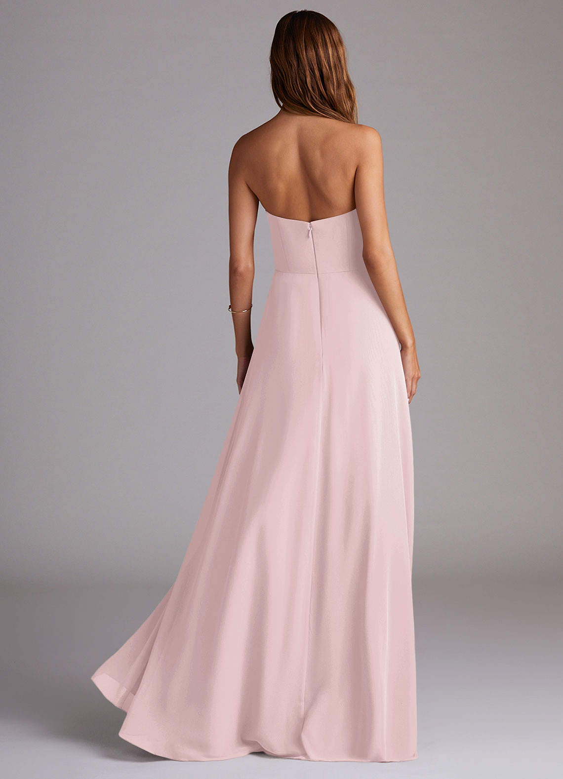 Azazie Wren Abiti da Damigella Abito Convertibile A-Line in Chiffon Spacco Laterale Rosa Rossore image1
