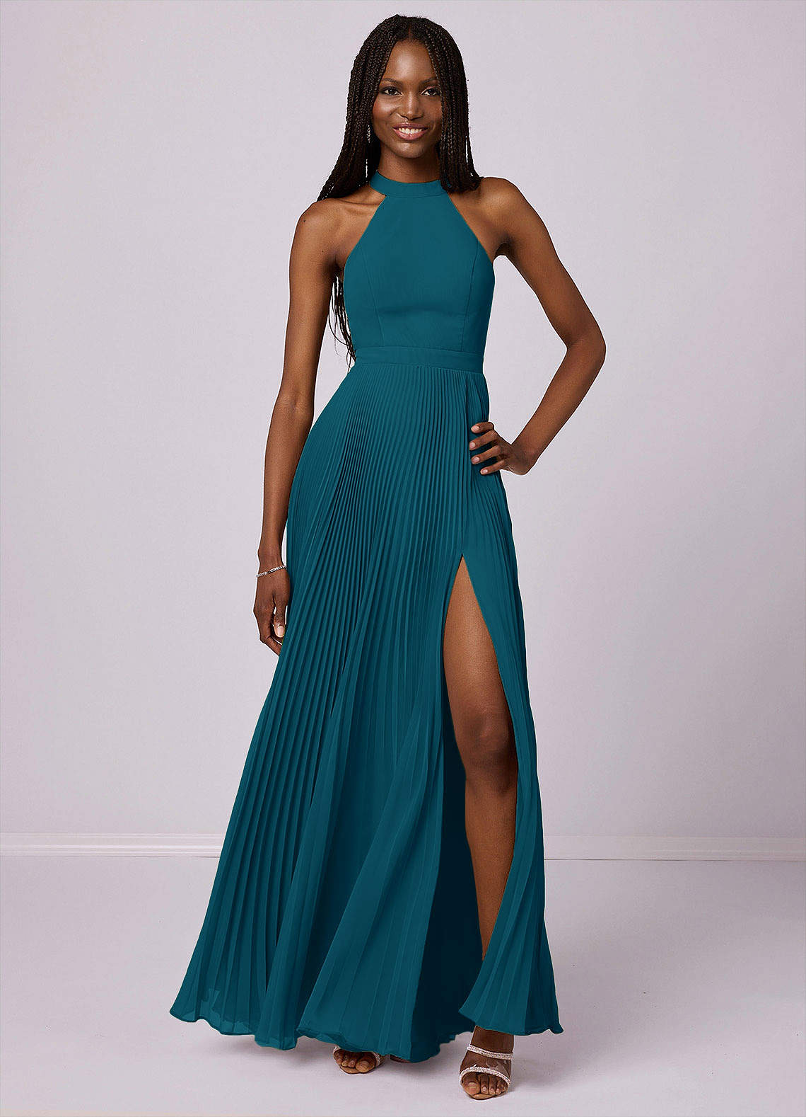 Barbie ♥ Azazie Bridesmaid Dresses Ink Blue A-Line Pleated Chiffon Dress image1