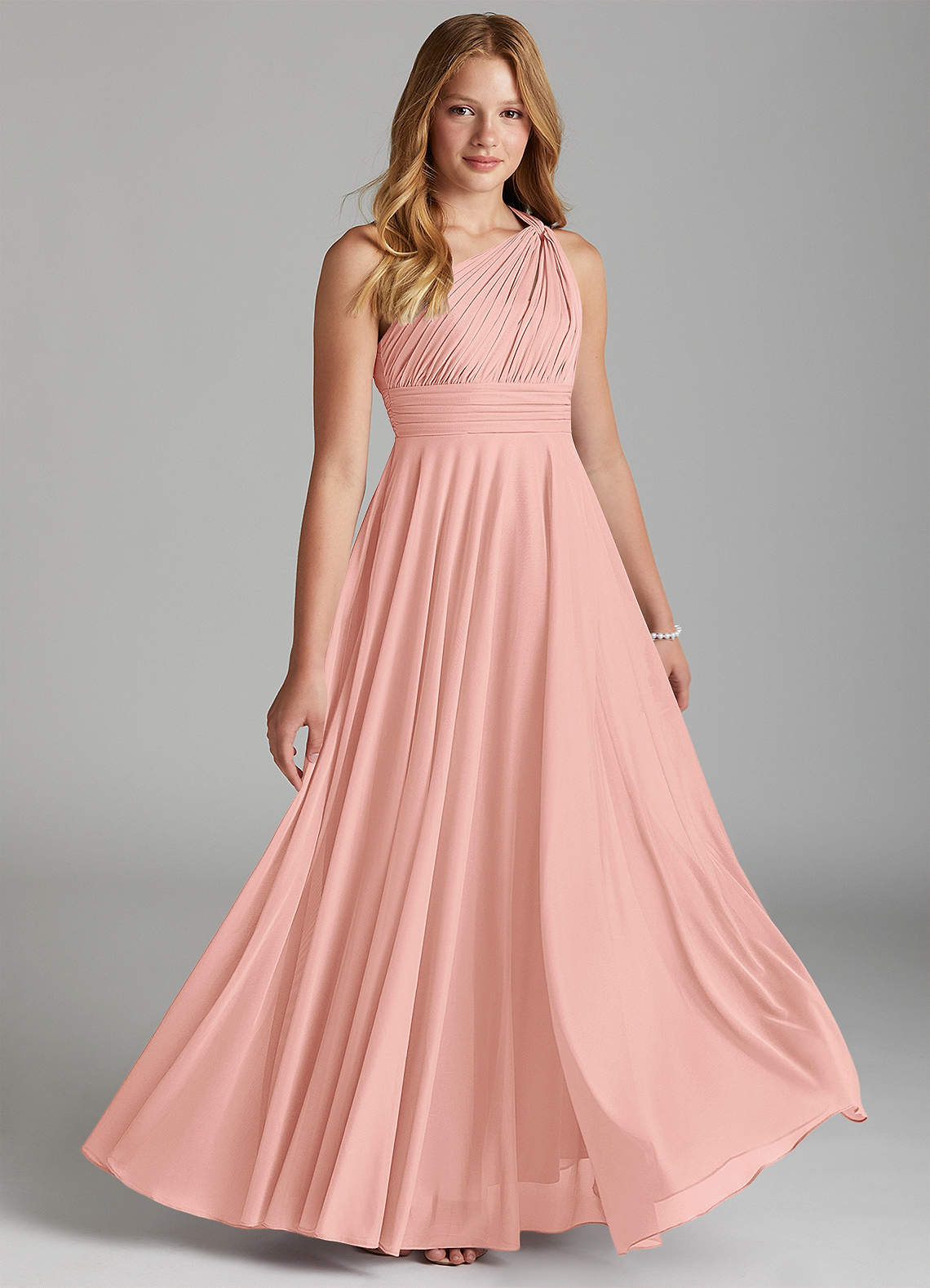 Azazie Charlize Junior Rosette A-Line Mesh Dress image1
