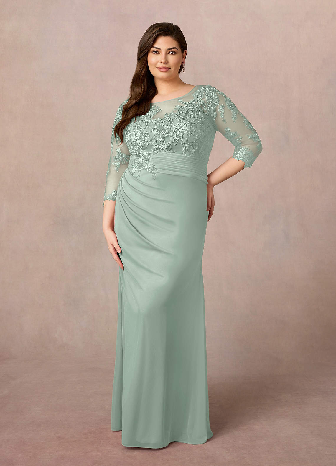 Azazie Fatemah Mother of the Bride Dresses Agave Mermaid Scoop Lace Lace Dress image6