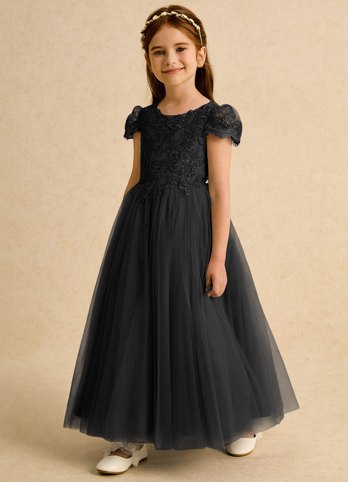 Azazie Puff Flower Girl Klänningar Klä Balklänning i Tyll Spets image1