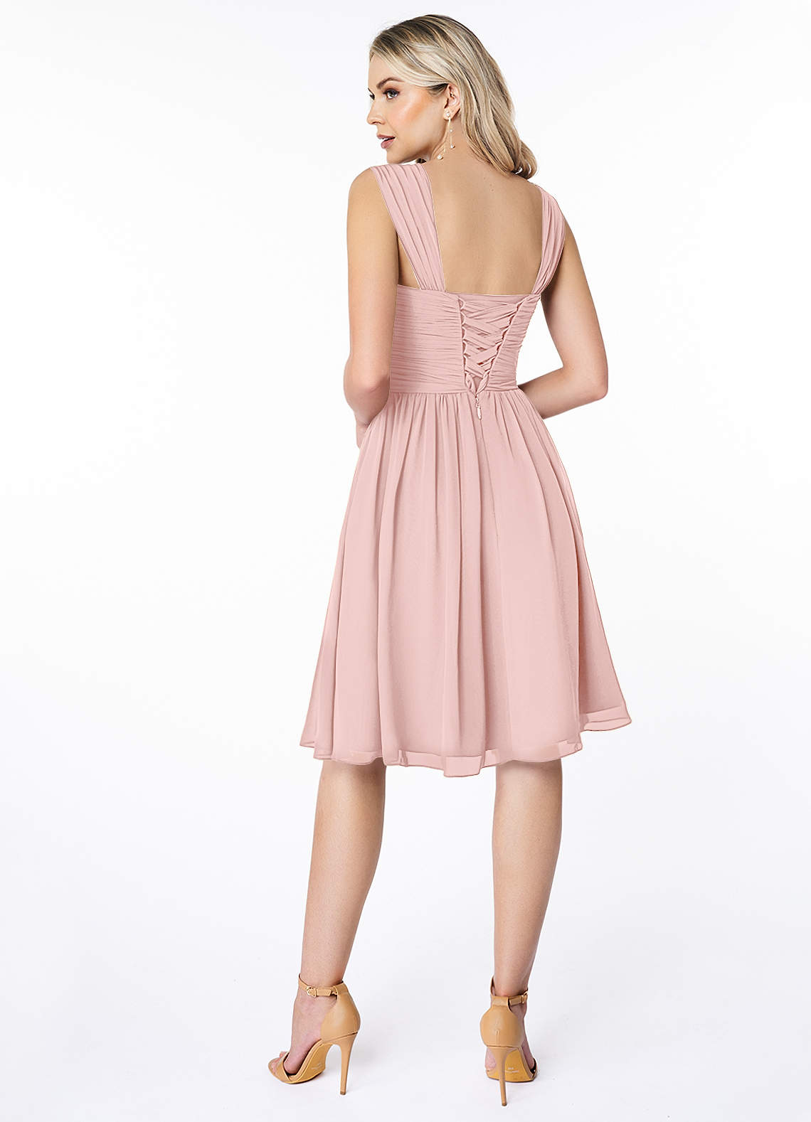 Azazie Angie At-home Try On Dresses Agave A-Line Corset Chiffon Dress image1