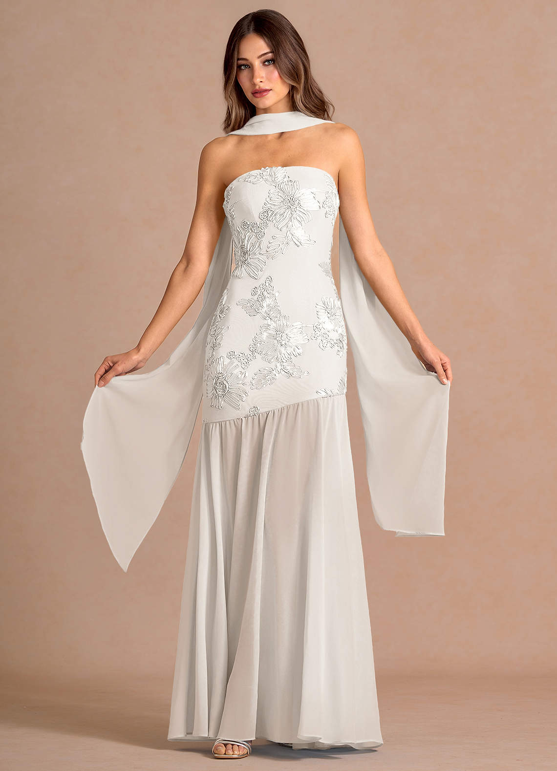 sheer white flowy dress The Mode Sheer Knit Off The Shoulder Maxi Dress in White
